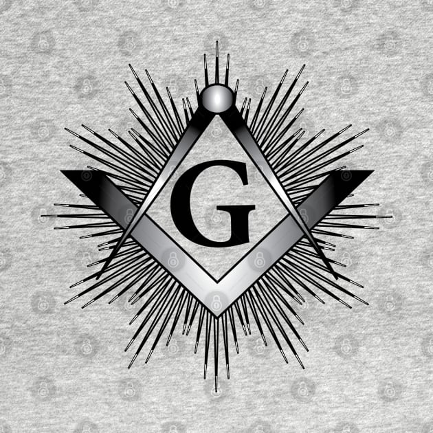 Masonic symbol of square and compass, with rays and G letter by NxtArt